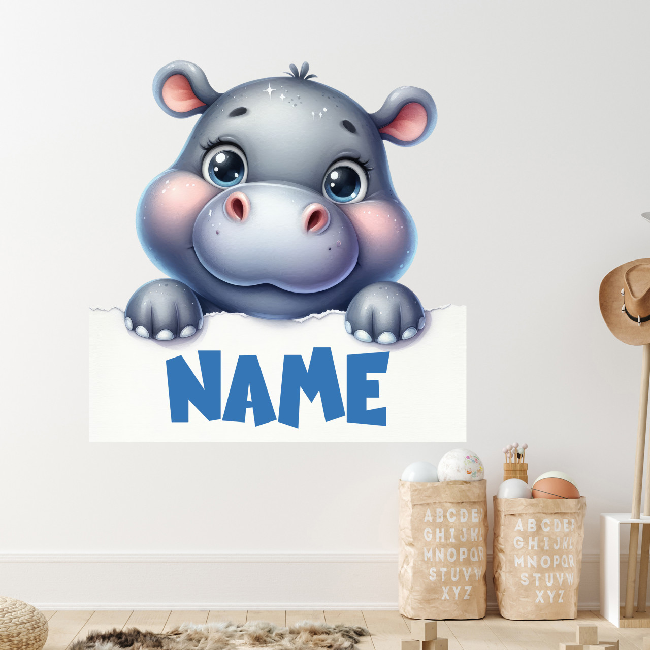 Wandtattoo Nilpferd mit Namen