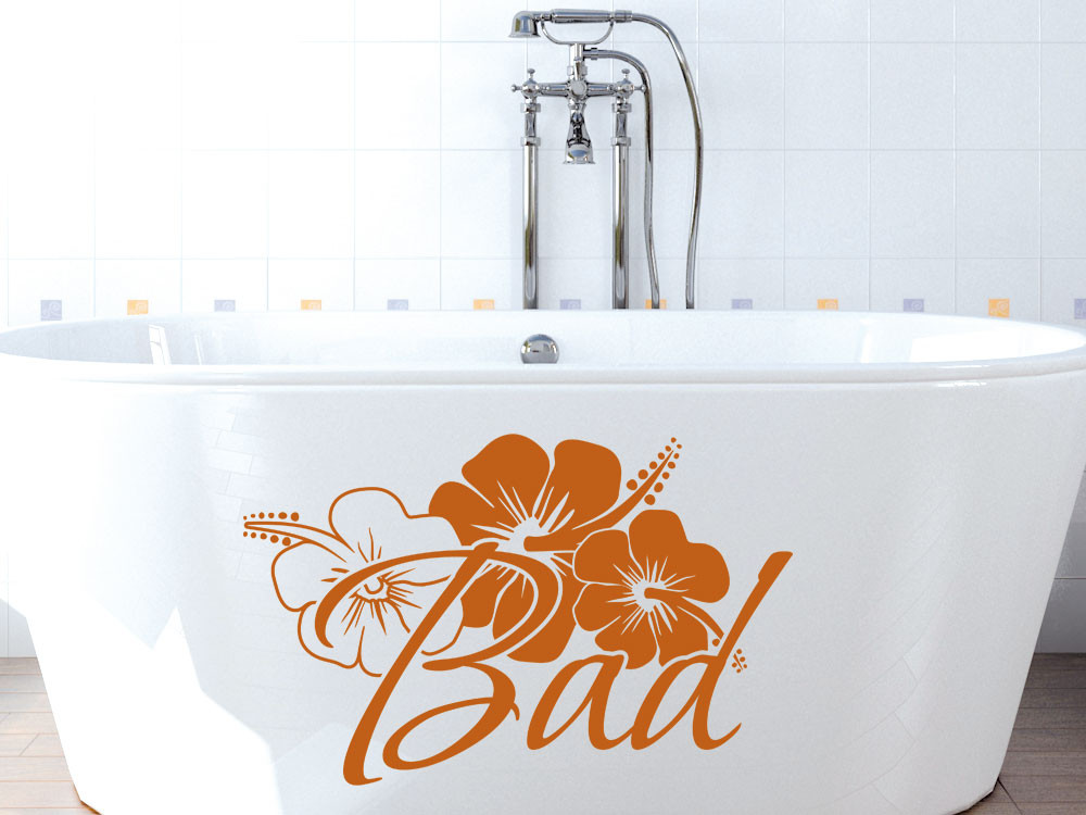 Wandtattoo für Bad Schriftzug Blumen