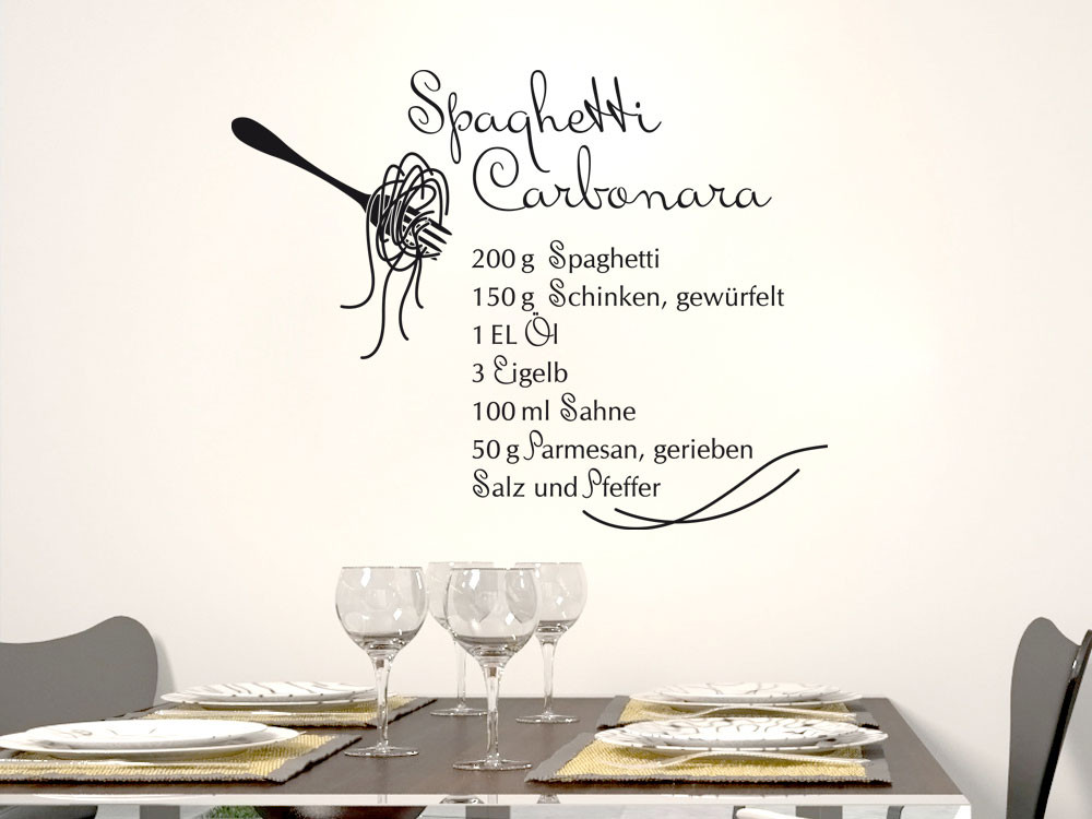 Wandtattoo für Küche Spaghetti Carbonara