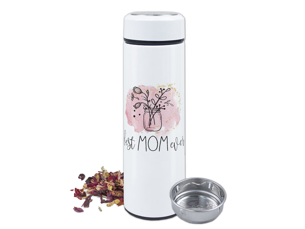 Teeflasche - best Mom ever - mit Blumen