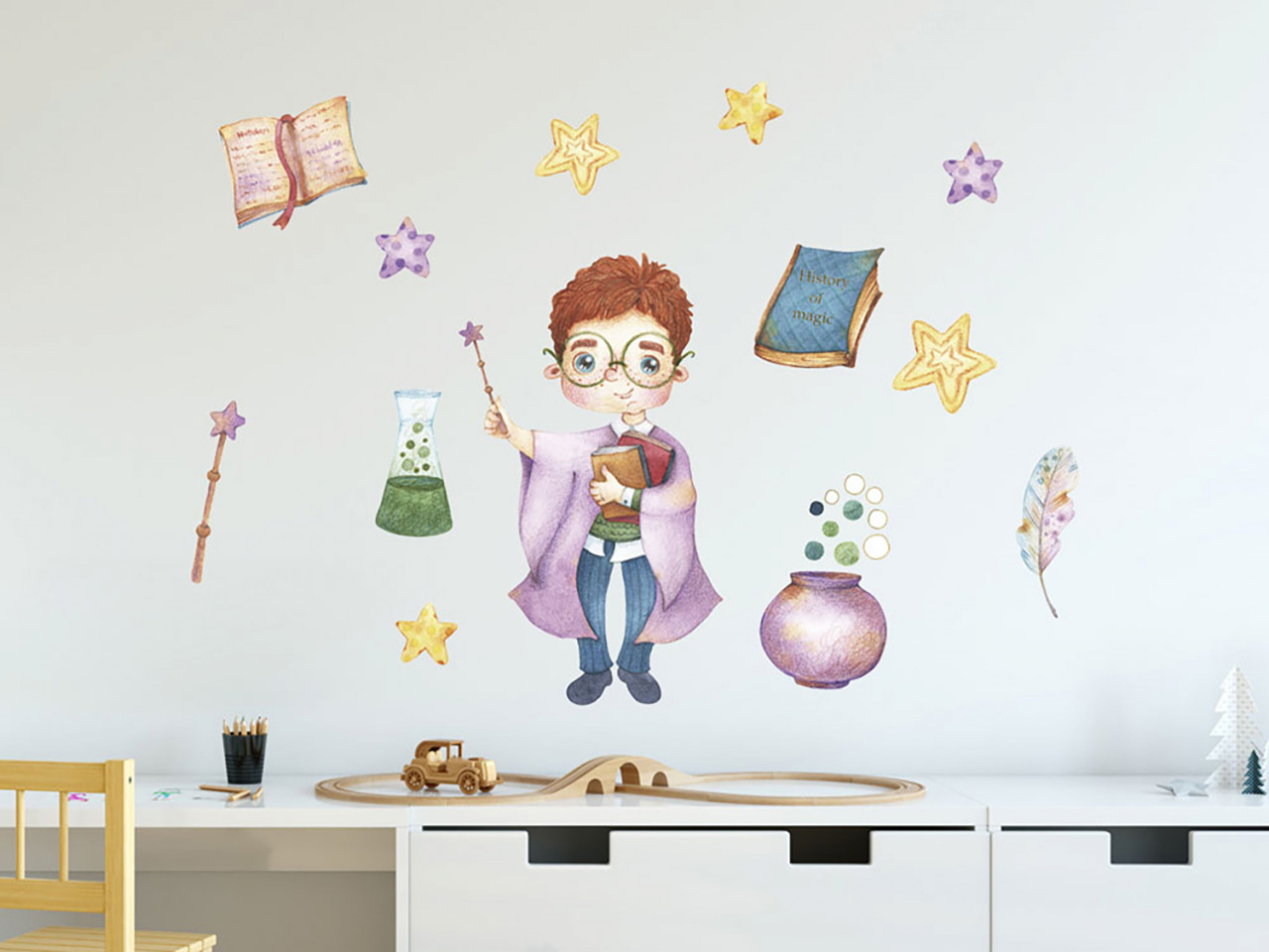 Wandtattoo Zauberer für Schule 57x80cm