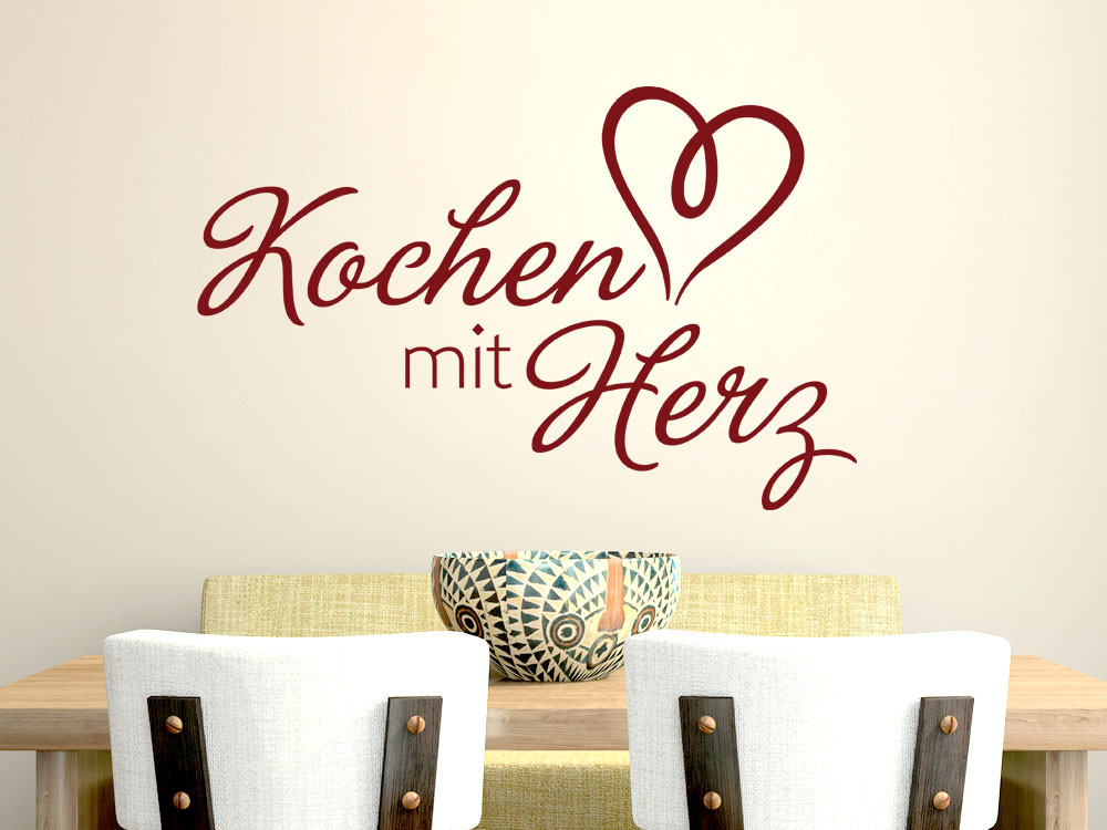 Wandtattoo für Küche Spruch Kochen mit Herz