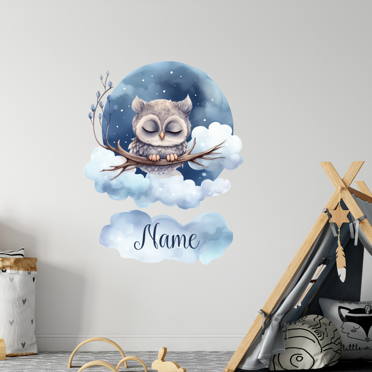 Wandtattoo Eule mit Namen