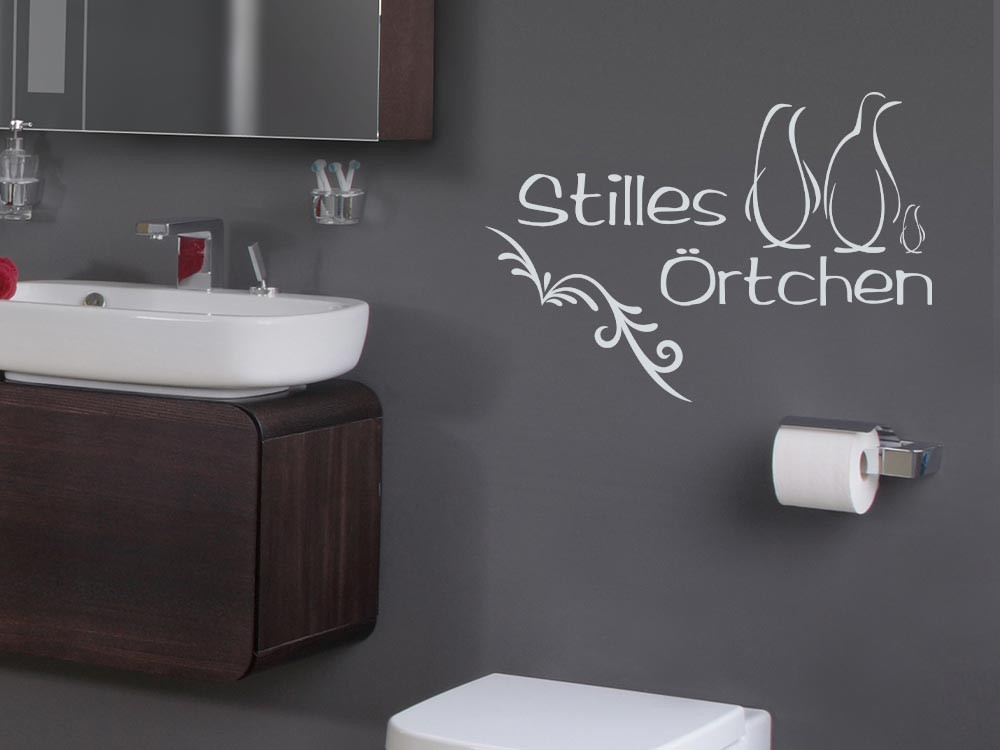 Wandtattoo Badezimmer Stilles Örtchen Schriftzug WC mit...