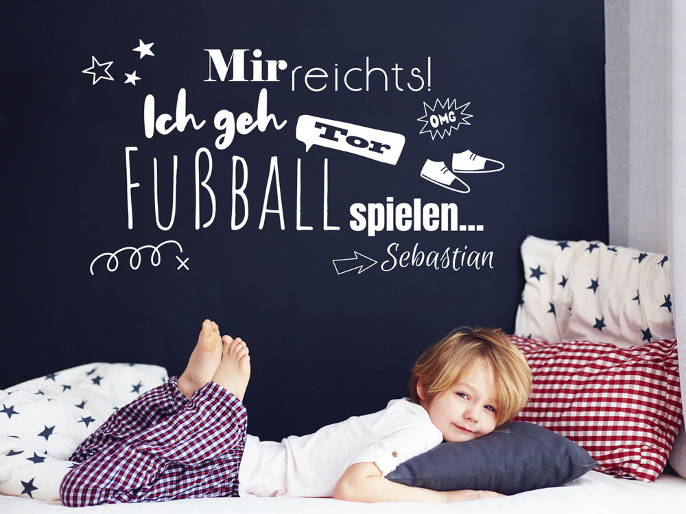 Wandtattoo Fußball-Spruch mit Namen
