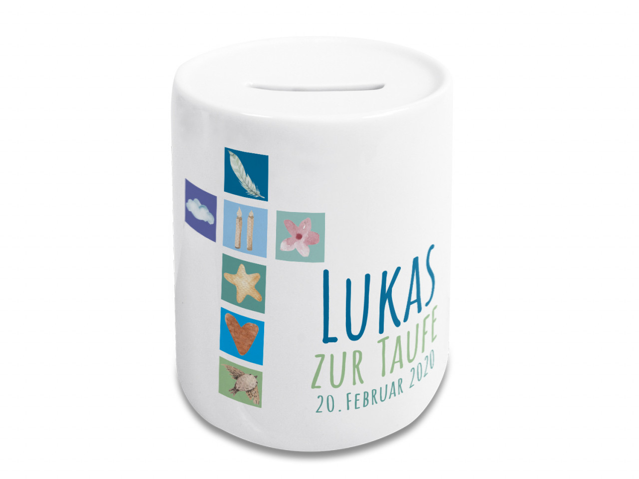 Spardose Taufe Junge Personalisiert, Kreuz