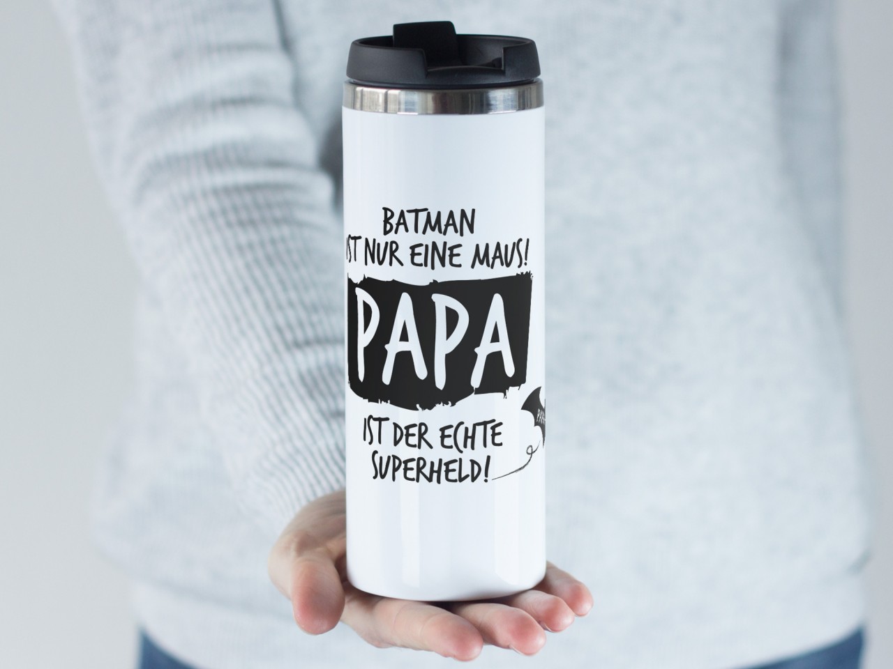 Thermobecher Papa ist Superheld, Geschenk für Väter,...