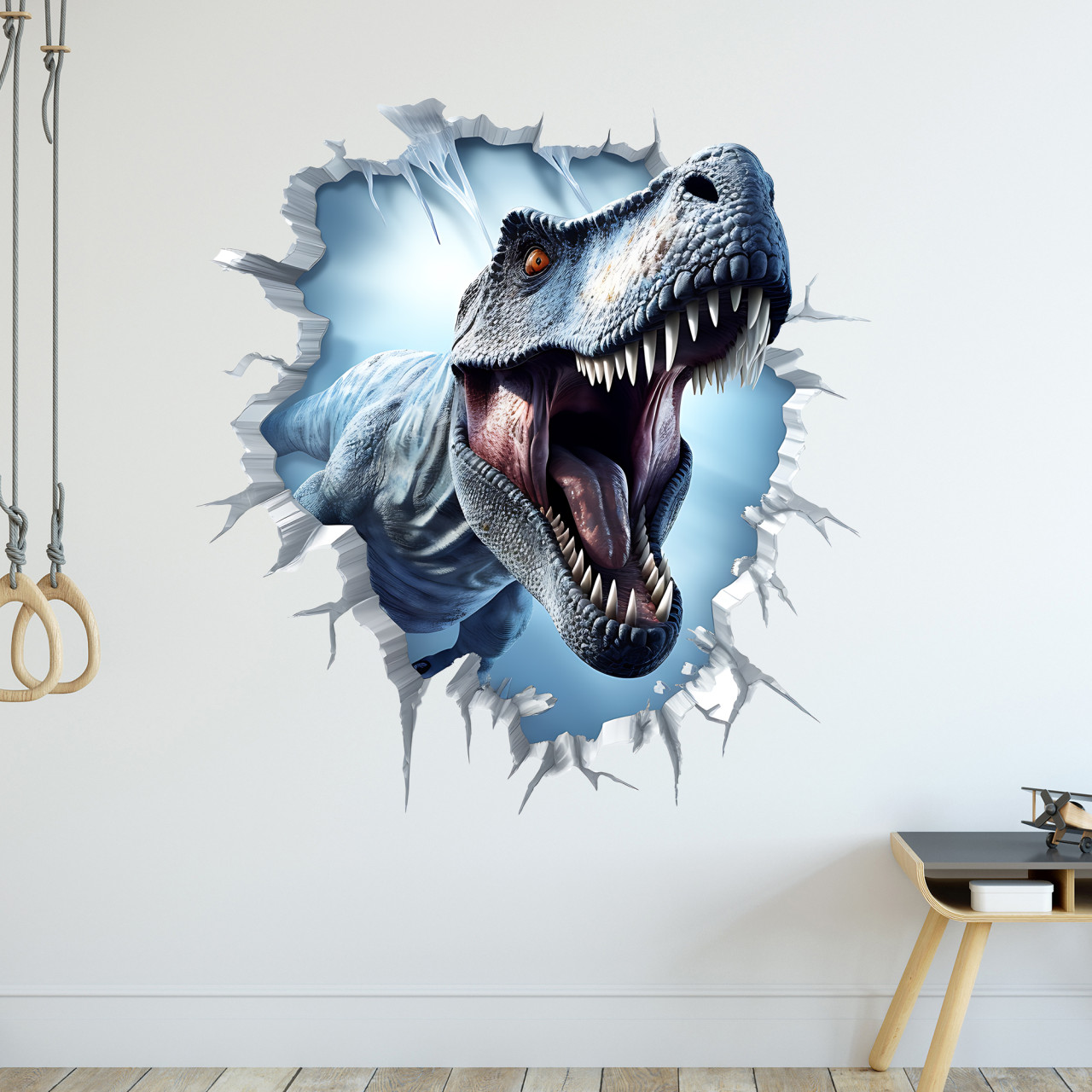 Dinosaurier Wandtattoo Dino T-Rex Wanddurchbruch