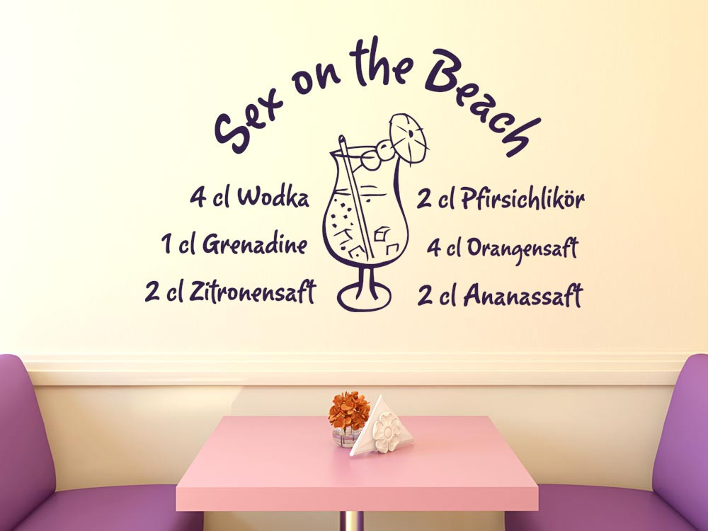 Wandtattoo Rezept Sex on the Beach Cocktail