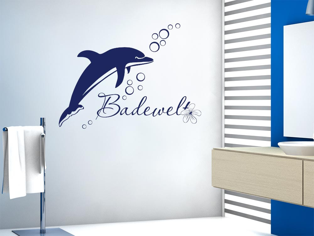 Wandtattoo Badewelt mit Delfin