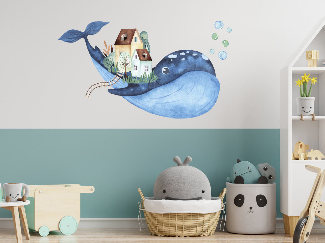 Wandtattoo Wal mit Häusern