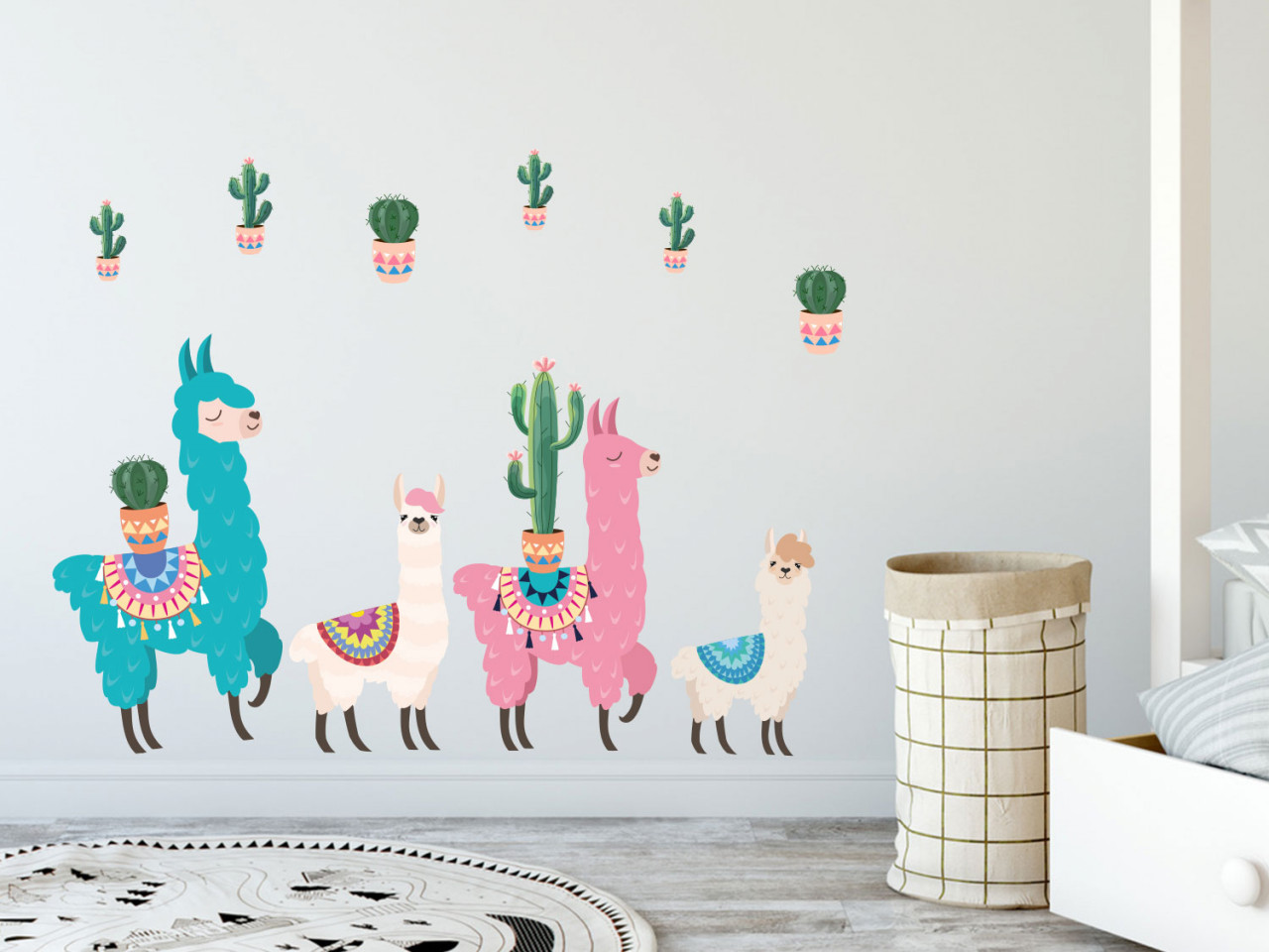 Wandtattoo Set bunte Lamas