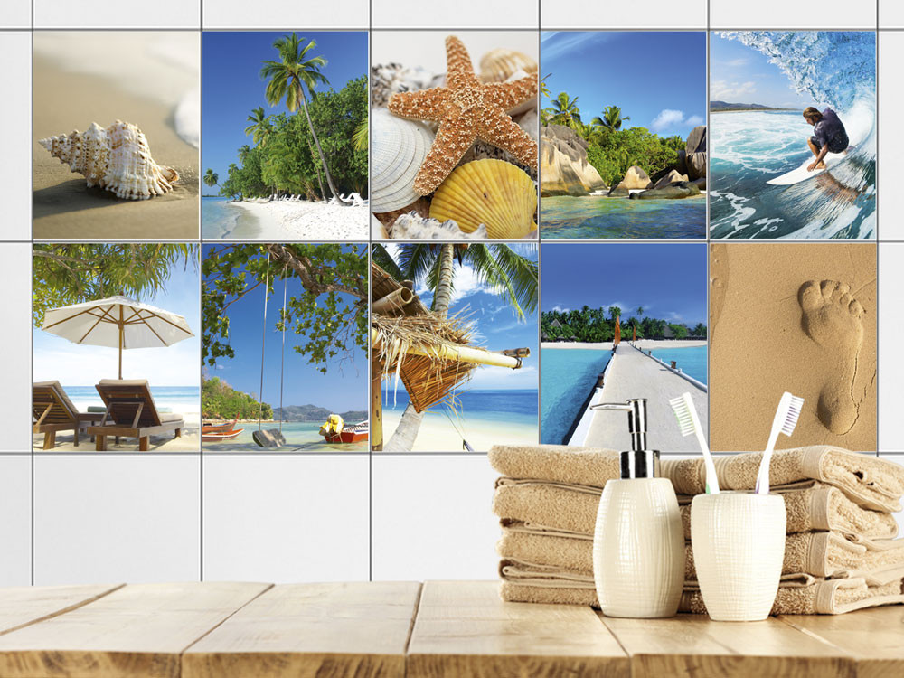 Fliesenaufkleber Bad Strand Südsee Muscheln