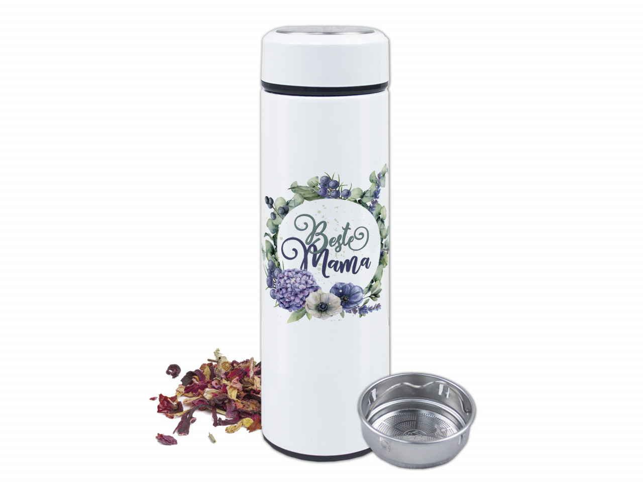 Teeflasche Beste Mama und Blumen