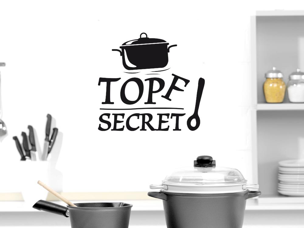 Wandtattoo für Küche Spruch Topf Secret Kochlöffel