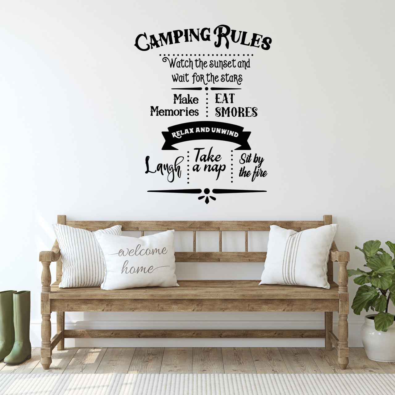 Wandtattoo Sprüche Camping Regeln, Camper, Reise...