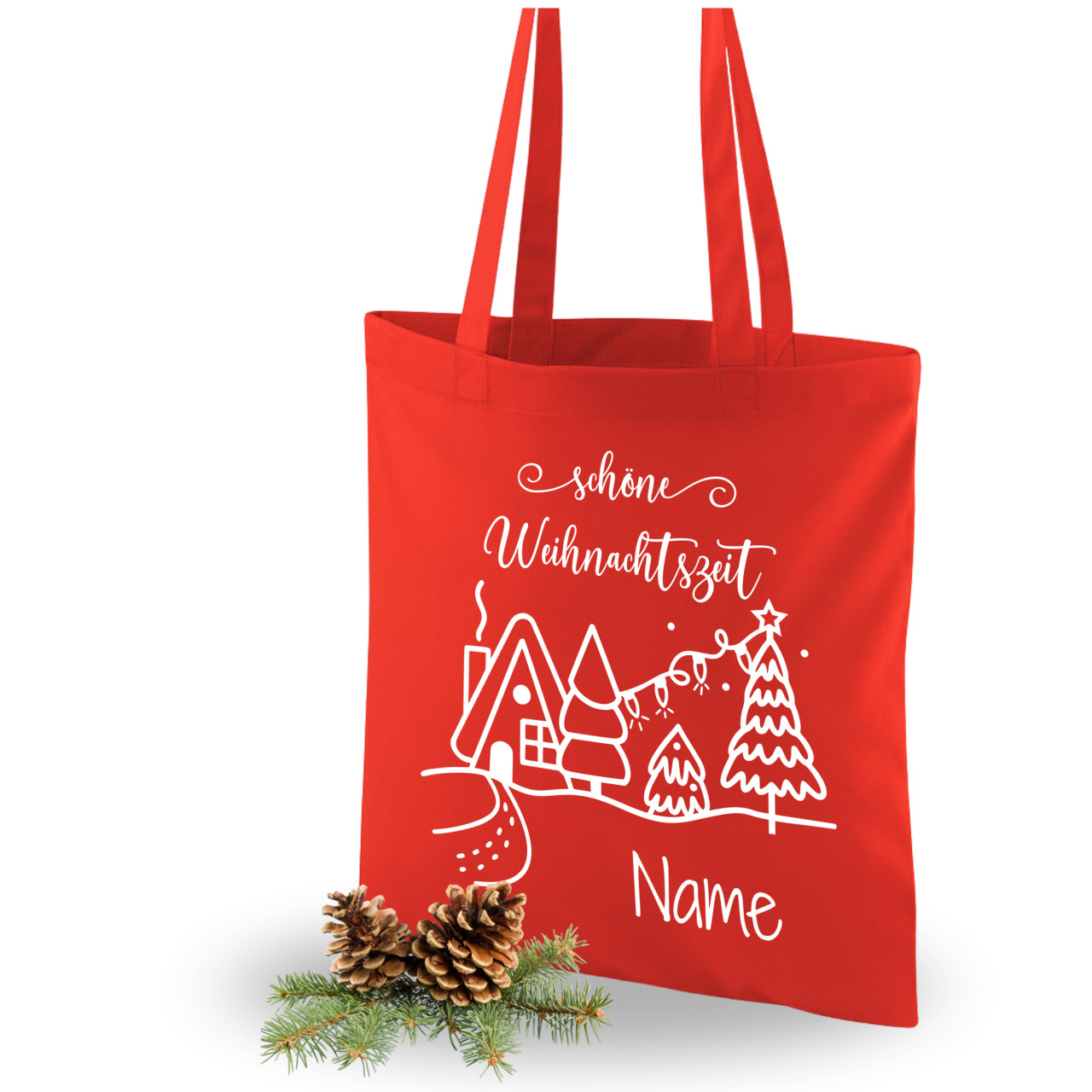 Weihnachtseinkaufstasche Rot mit Frohe Weihnachten