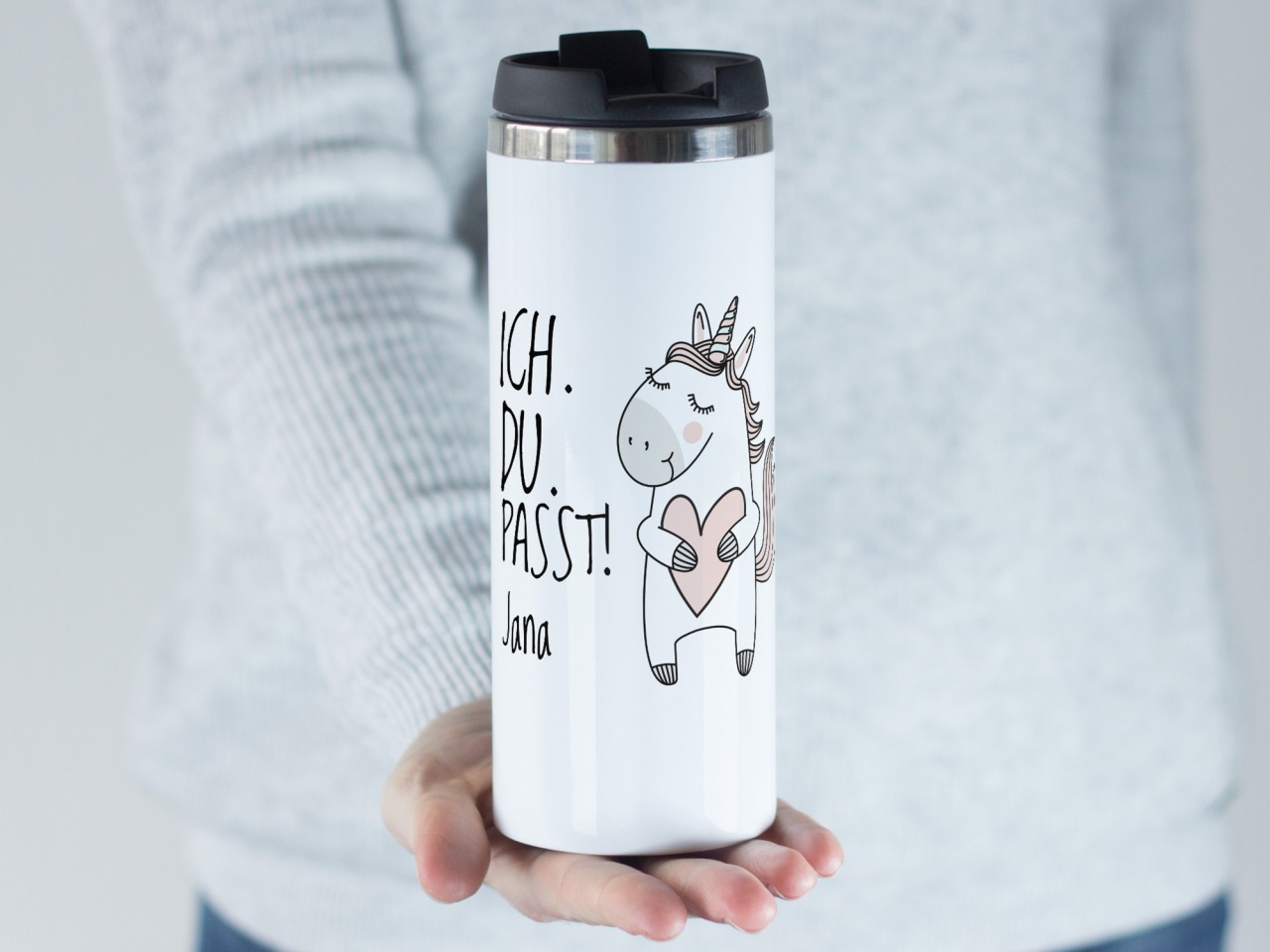 Thermobecher für Verliebte, personalisiert mit Name und...