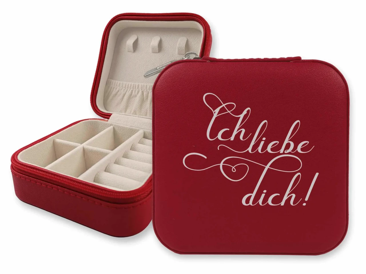 Schmuckkästchen Rot, Schmuckschatulle, Schmuckbox Reise -...