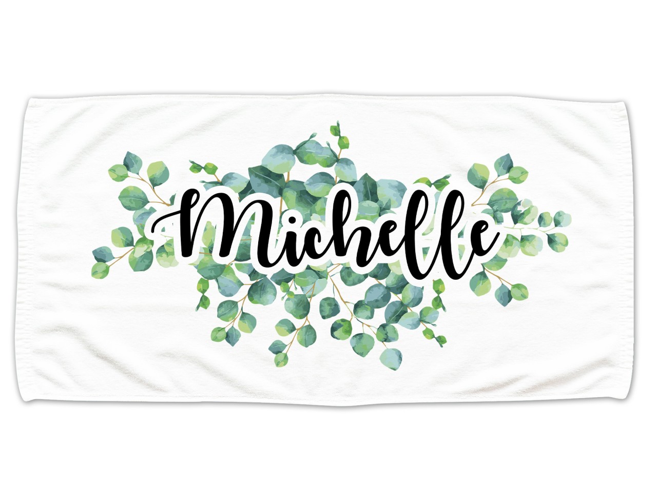 Handtuch personalisiert mit Namen - Eukalyptus - Strandtuch