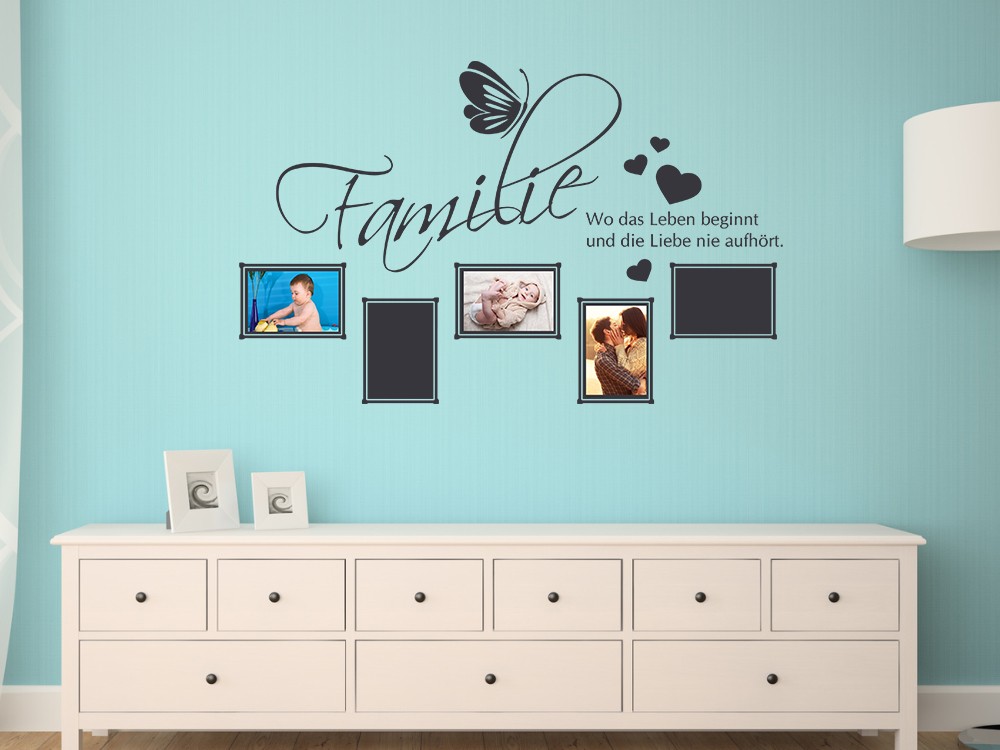Wandtattoo Bilderrahmen Familie Herz Schmetterling