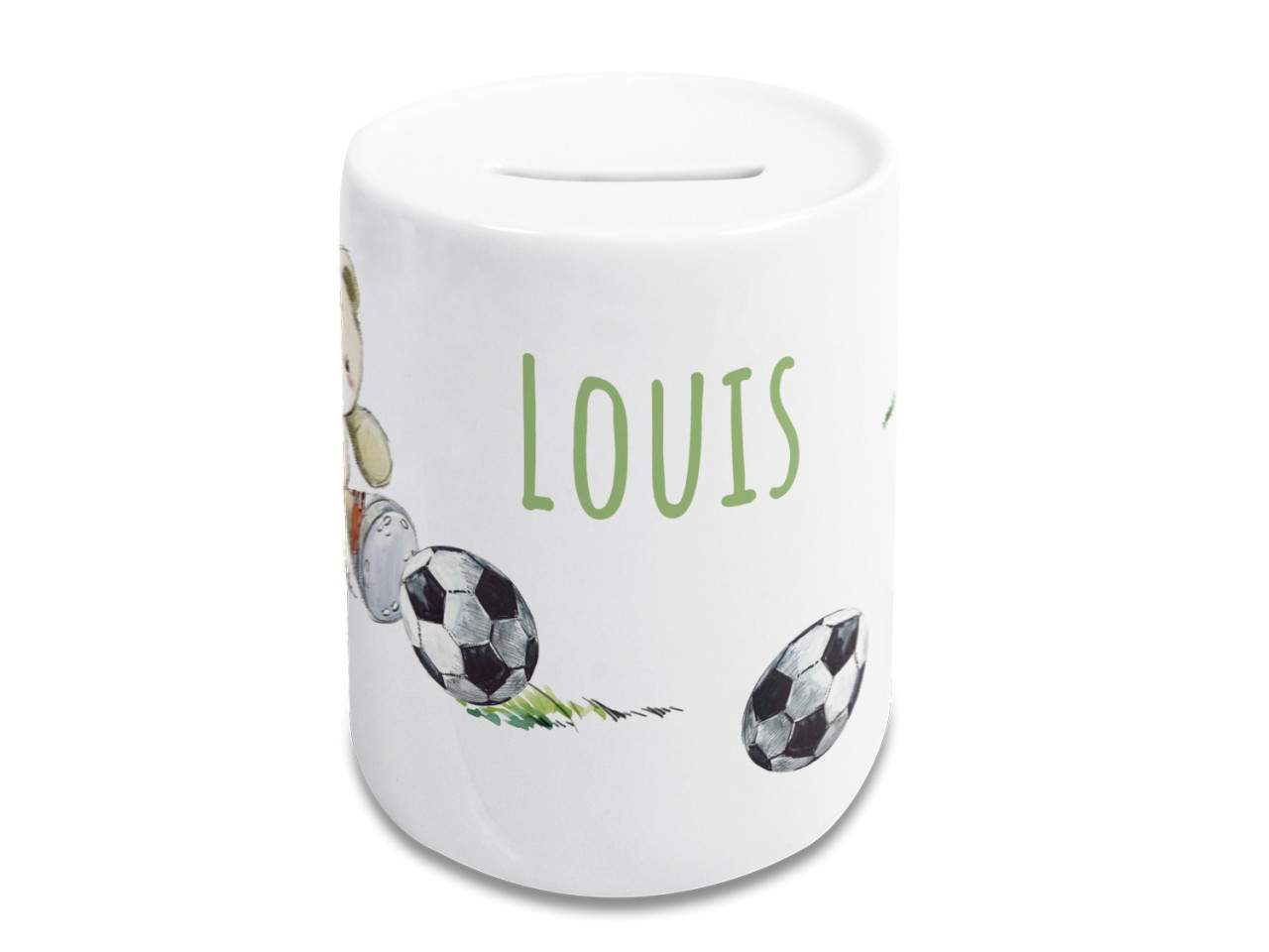 Spardose mit Namen Kinder Fußball mit Ball