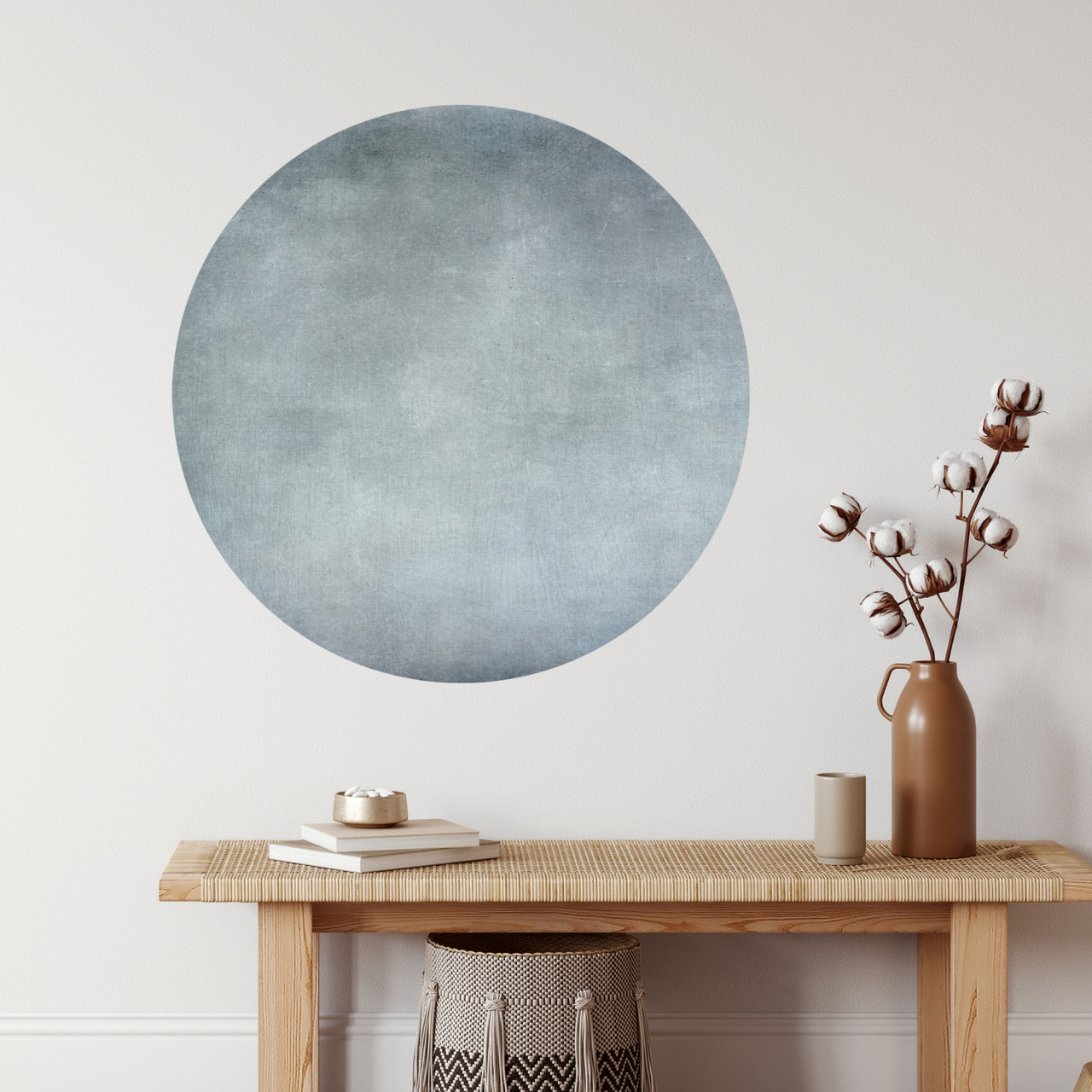 Vintage Wandtattoo Rund Textur Muster blau Boho shabby...