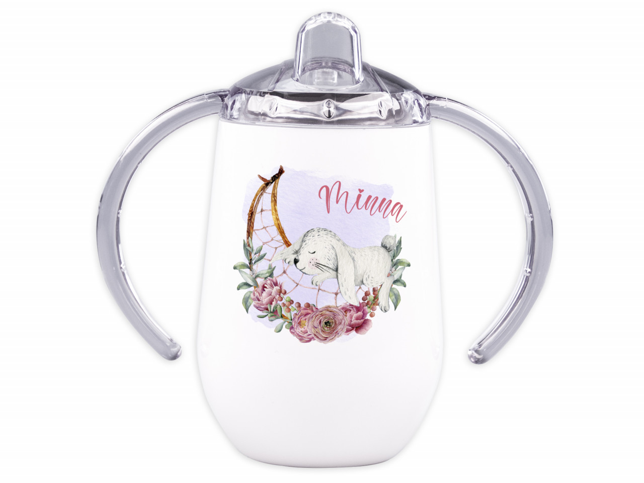 Trinklernbecher mit Griff für Babys personalisiert - Hase...
