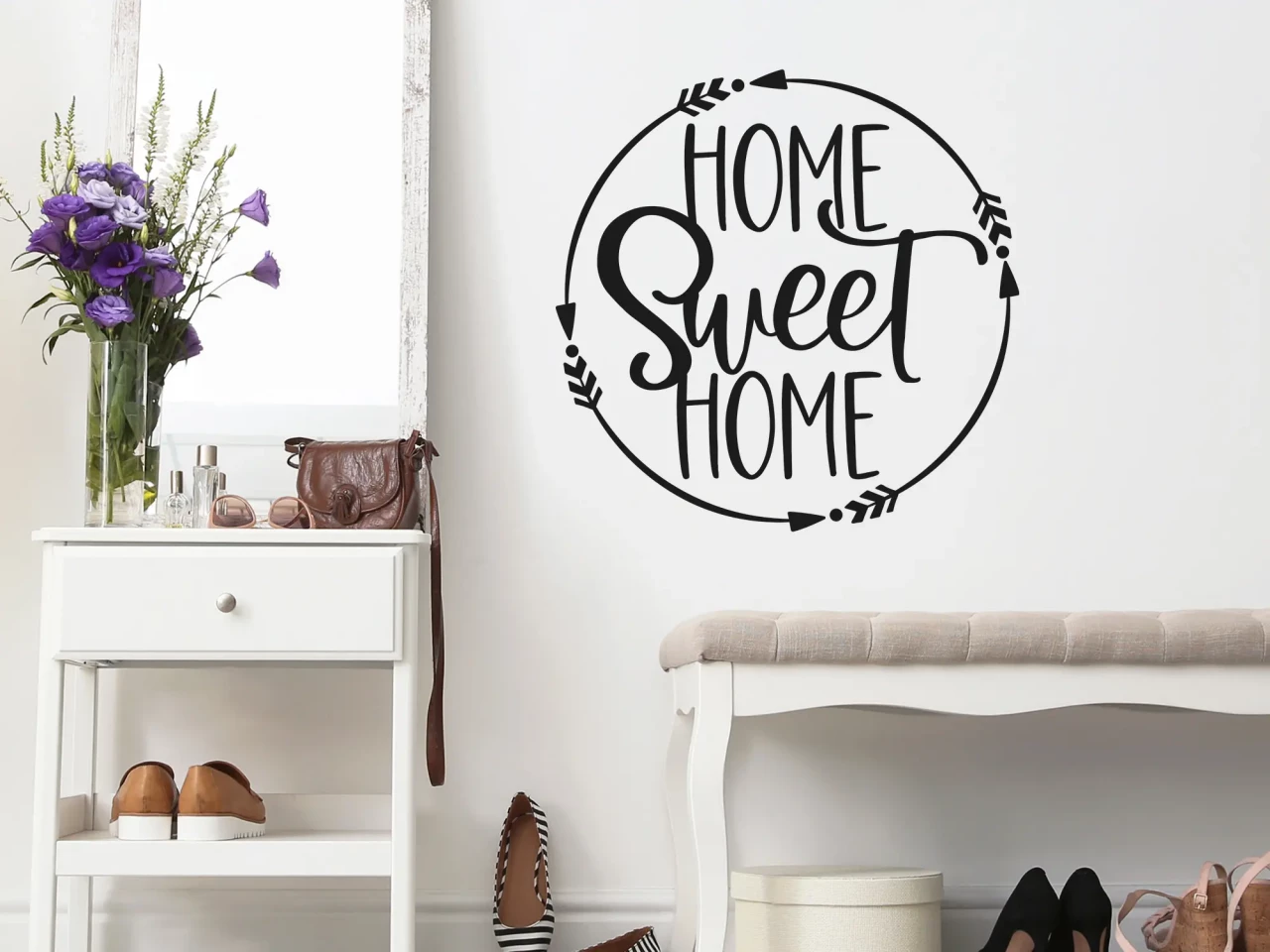 Wandtattoo Home Sweet Home mit Kranz