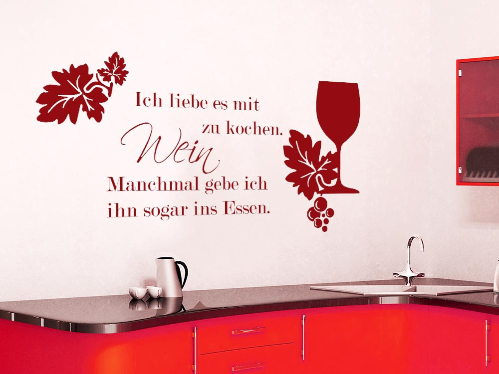 Wandtattoo Küche Spruch Ich liebe es mit Wein zu kochen...