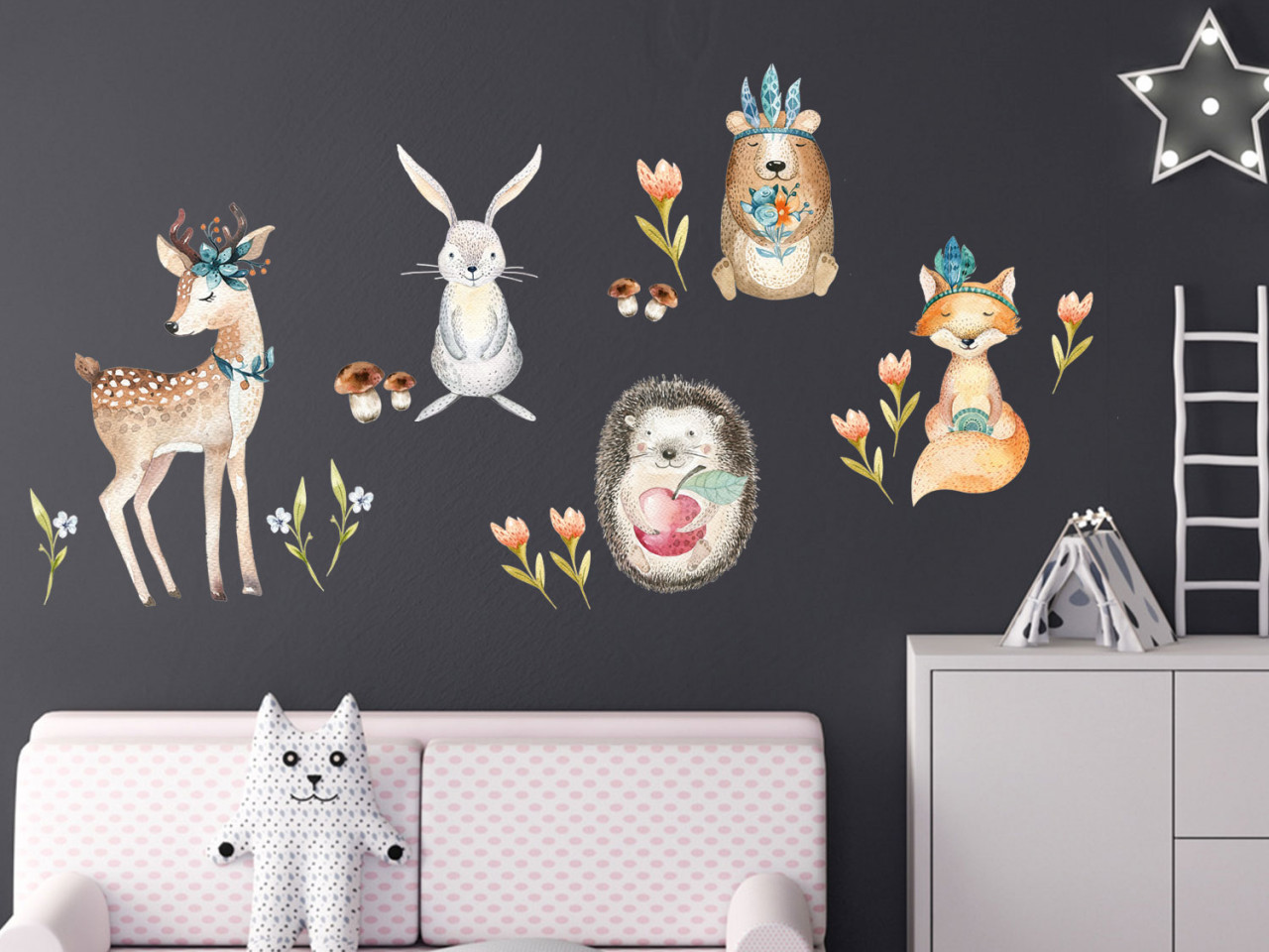 Wandtattoo Set Tiere süße Waldtiere