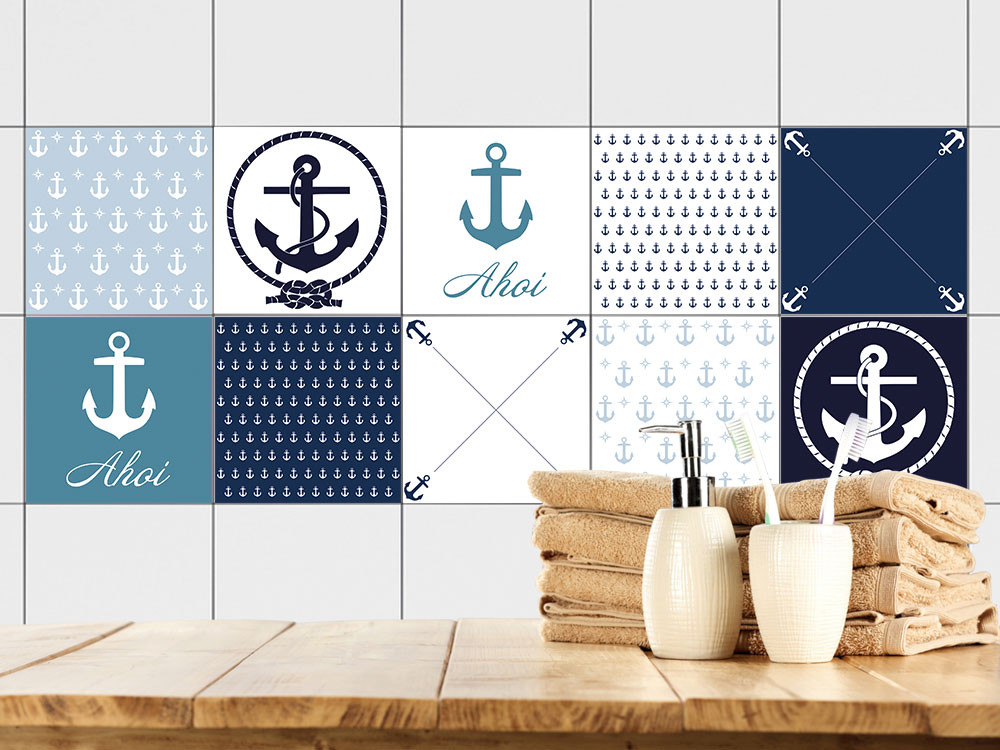 Fliesen zum Aufkleben Set Anker 'Ahoi' Vielfalt