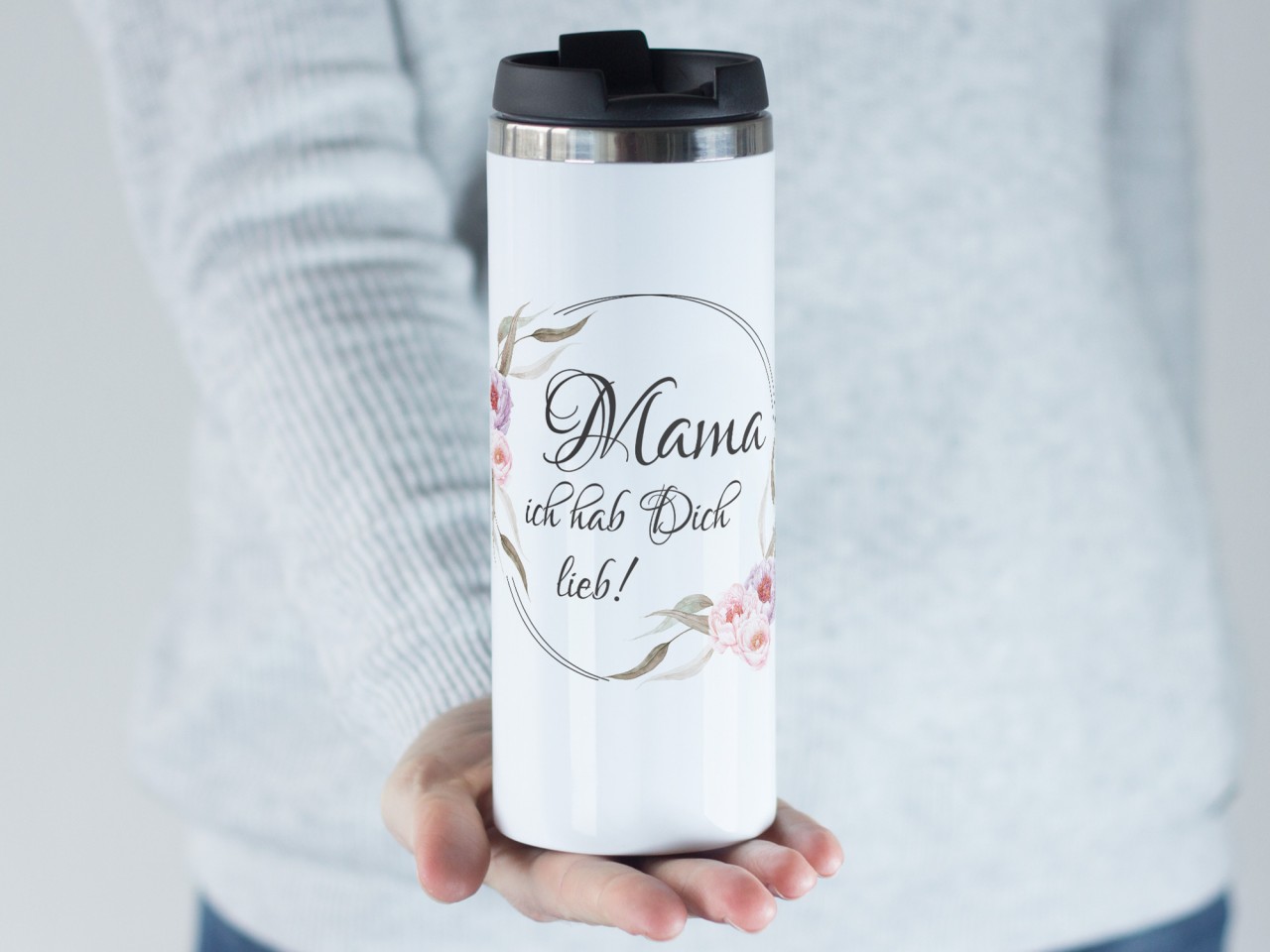 Thermobecher Mama ich hab dich lieb, Geschenk für Mütter,...