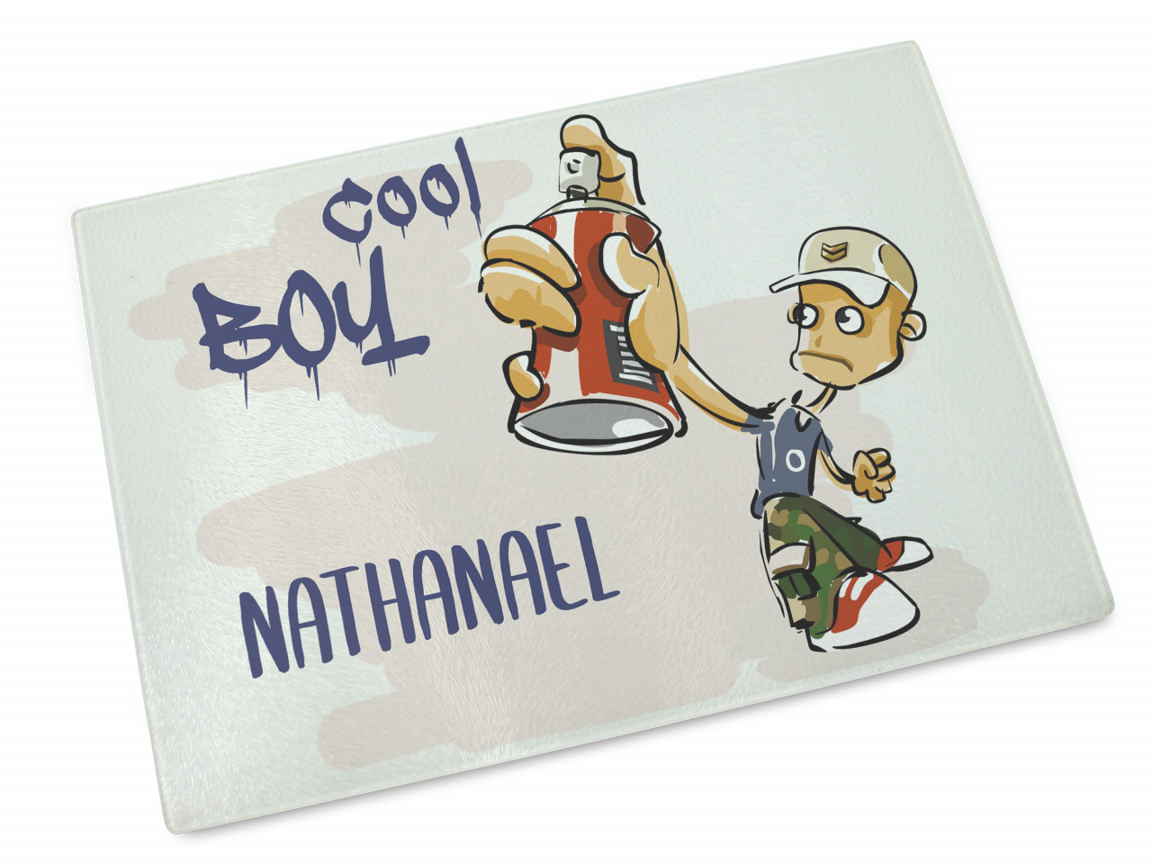 Glas Frühstücksbrettchen für Jungen Graffiti Motiv