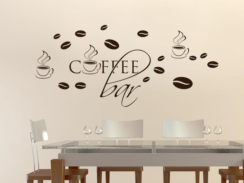 Wandtattoo Küche Set Coffee Bar Kaffeebohnen Tassen