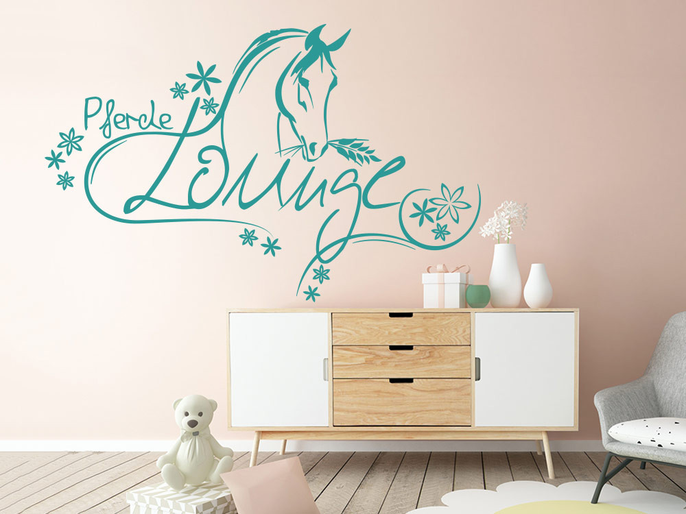 Wandtattoo für Mädchenzimmer Spruch Pferdelounge Pferdekopf