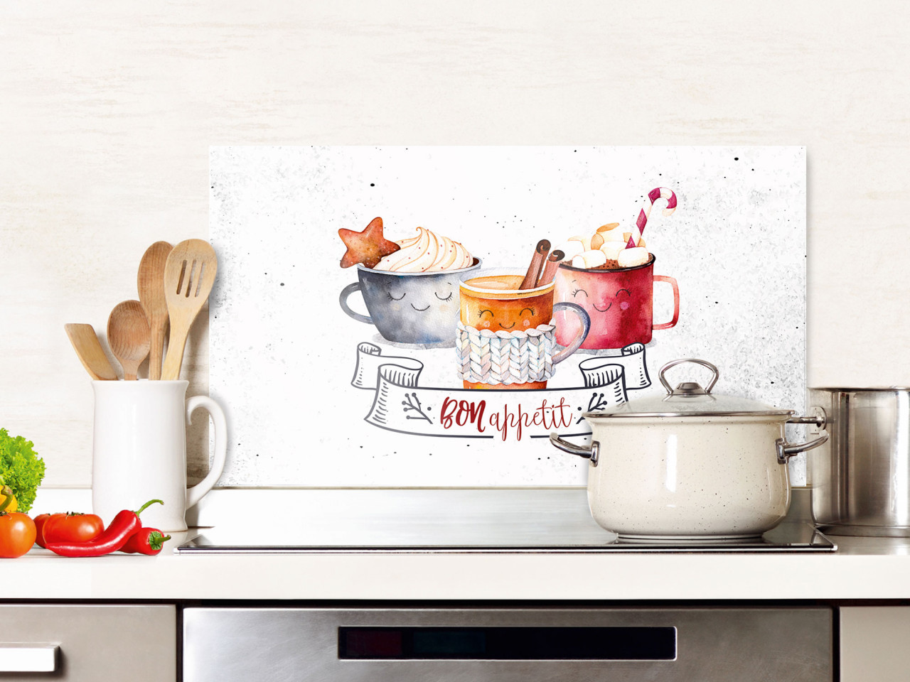 Spritzschutz Küche Glas Bon Appetit, Kaffee Heiße Getränke