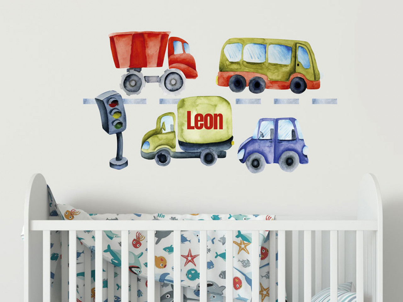 Wandtattoo Junge Name, Fahrzeuge, Kinderzimmer -...
