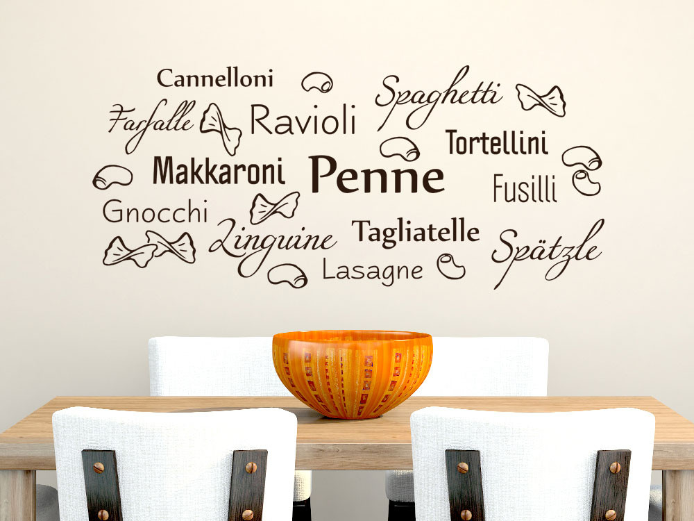 Wandtattoo für Küche Sprüche Nudelsorten