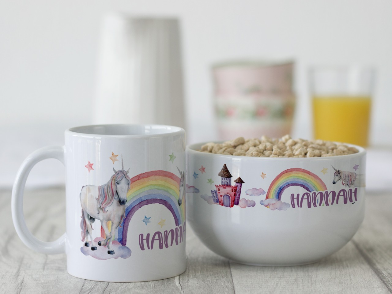 Geschenk-Frühstück-Set mit Müslischale & Tasse mit Name...