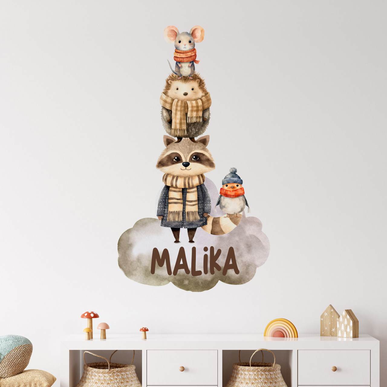 Wandtattoo Waldtiere mit Namen personalisiert,...