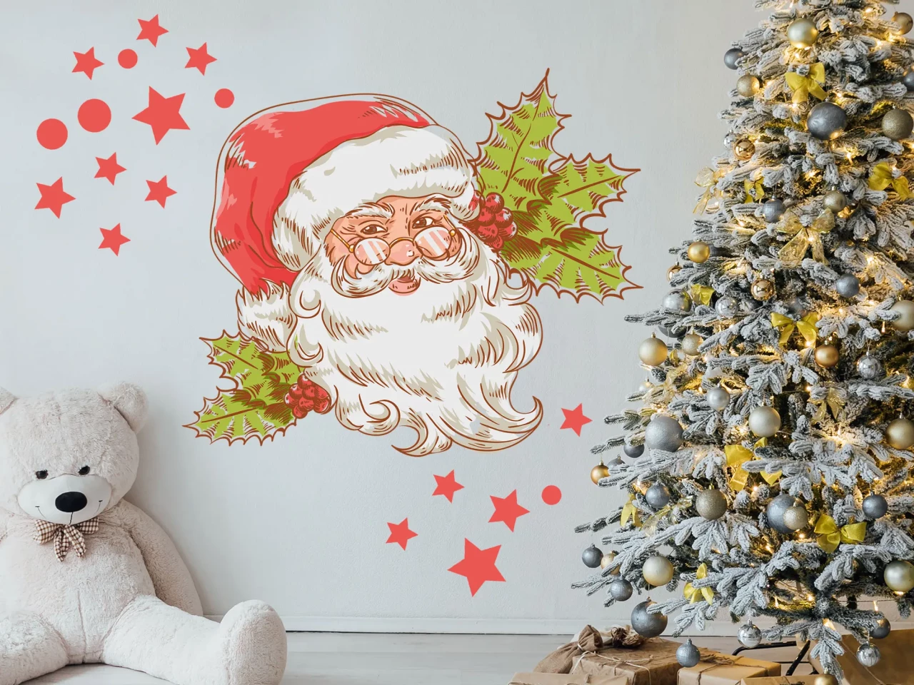 Wandtattoo Weihnachtsmann Set