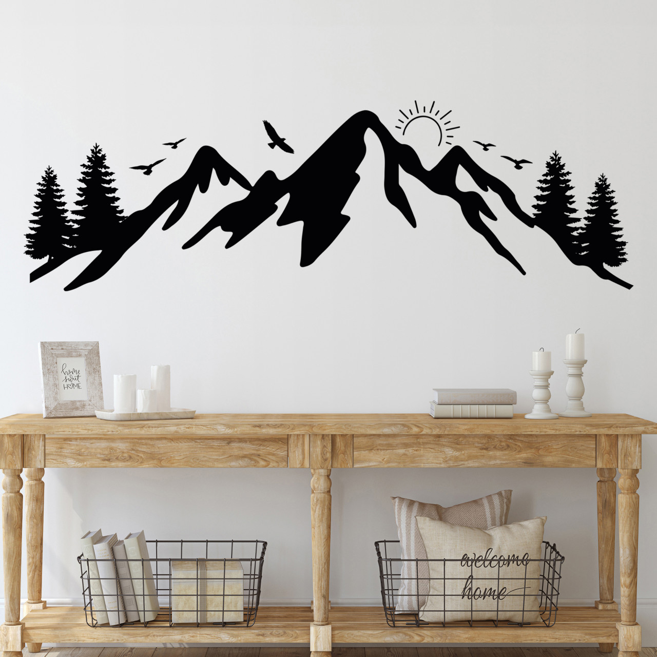 Wandtattoo Berge mit Sonnenuntergang Camping, Camper,...