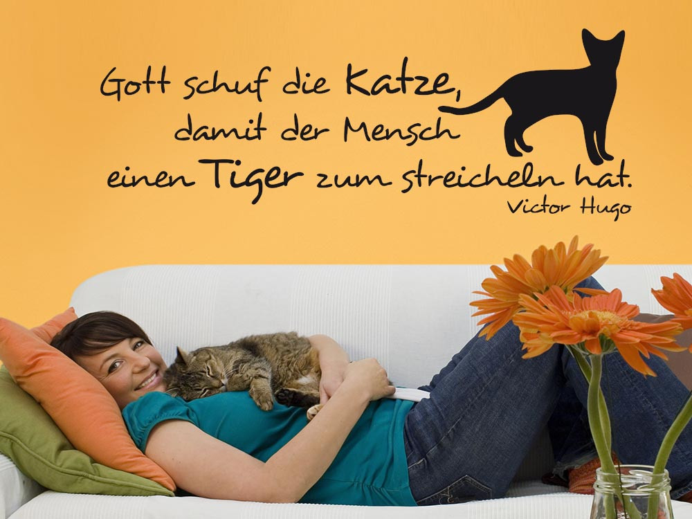 Wandtattoo Raumzitat Gott schuf die Katze... von Hugo