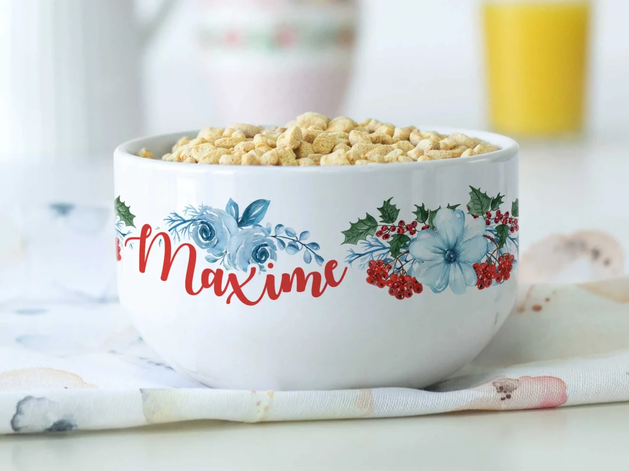 Müslischale Weihnachtsmotiv mit Blumen