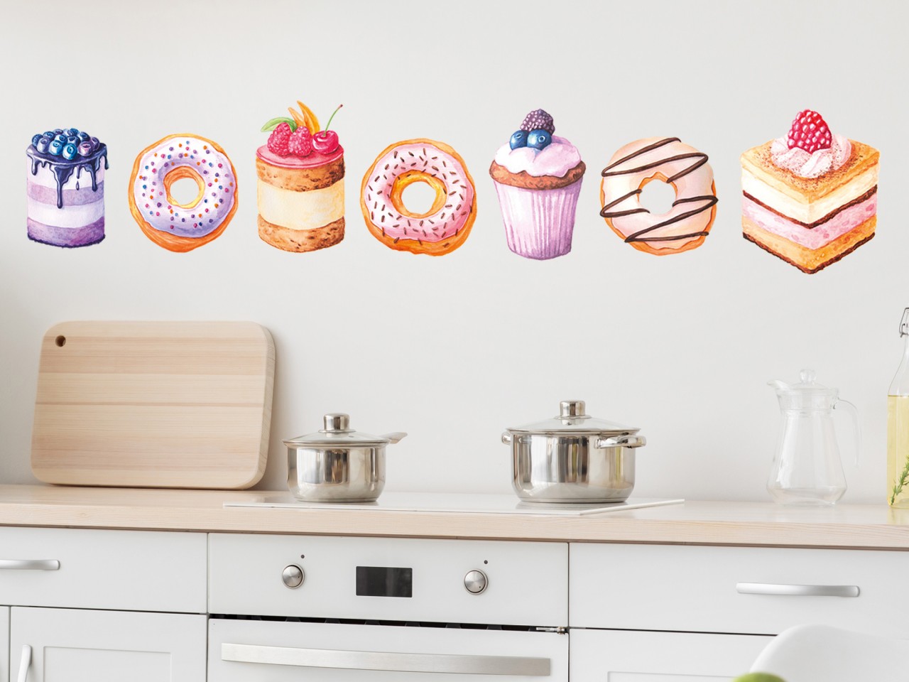 Wandsticker Küche Donut Muffin Cupcake Torte Backen