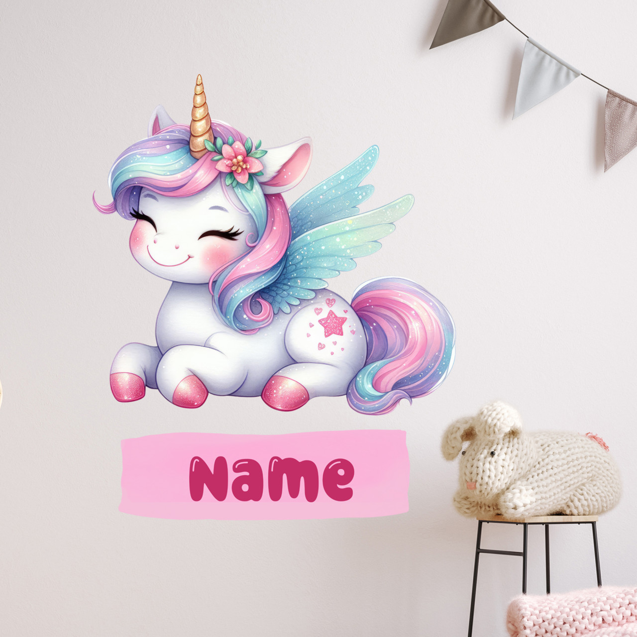 Wandtattoo Einhorn personalisiert mit Namen