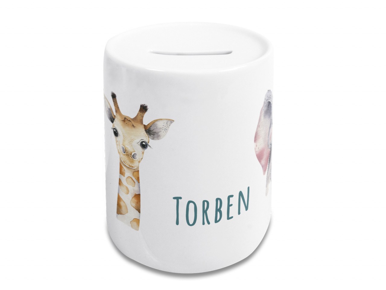 Spardose mit Namen Kinder Tiere in Afrika, personalisiert
