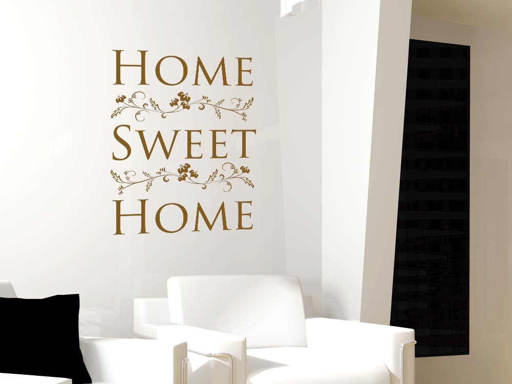 Wandtattoo Sprüche Home Sweet Home Schriftzug mit Verzierung