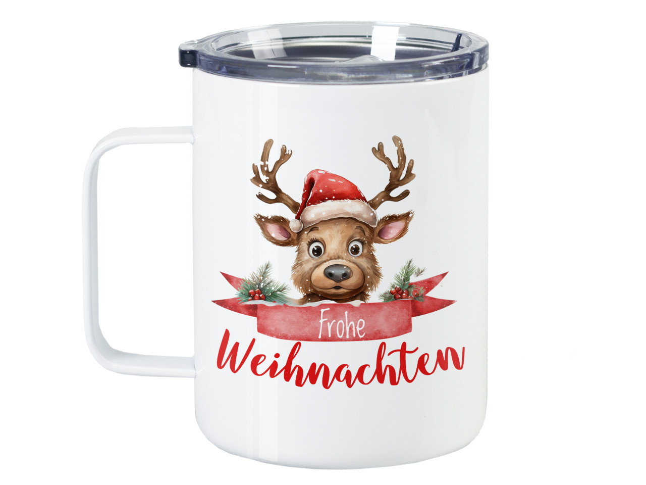 Glühweinbecher mit Deckel Frohe Weihnachten